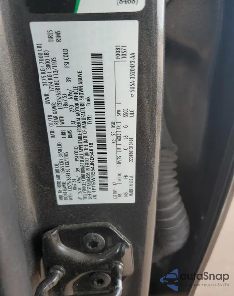 2018 Ford F150 Supercrew из США, поврежденный, VIN 1FTEW1E54JKD54818